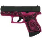 https3A2F2Fmedia.chattanoogashooting.com2Fimages2Fproduct2FGLUI4350201SKP2Fglock g43 sub compact 9mm 3 4 3 6rd engraved frame only sugar skull pink medusa glui4350201skp left1