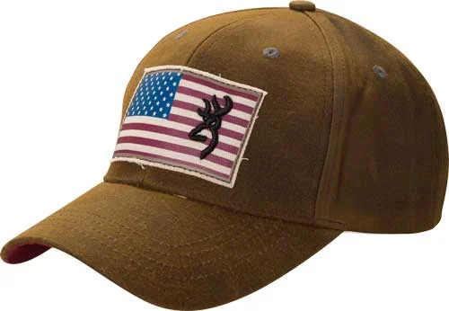 BROWNING CAP LIBERTY WAX FLAG - BUCK MARK LOGO DARK BROWN ADJ 1 BROWNING CAP LIBERTY WAX FLAG - BUCK MARK LOGO DARK BROWN ADJ