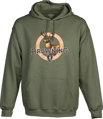 BROWNING HOODIE VINTAGE EMBLEM - WHITETIAL GREEN XLARGE 2 BROWNING HOODIE VINTAGE EMBLEM - WHITETIAL GREEN XLARGE - Image 2