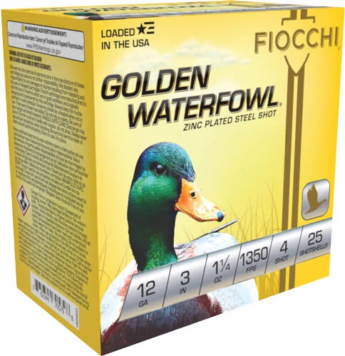 FIOCCHI GOLDEN WATERFOWL 12GA - 3" 1-1/4OZ #4 25RD 10BX/CS 1 FIOCCHI GOLDEN WATERFOWL 12GA - 3" 1-1/4OZ #4 25RD 10BX/CS
