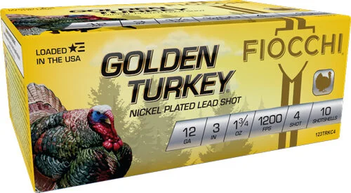 FIOCCHI GOLDEN TURKEY 12GA - 3" 1-3/4OZ #4 10RD 10BX/CS 1 FIOCCHI GOLDEN TURKEY 12GA - 3" 1-3/4OZ #4 10RD 10BX/CS