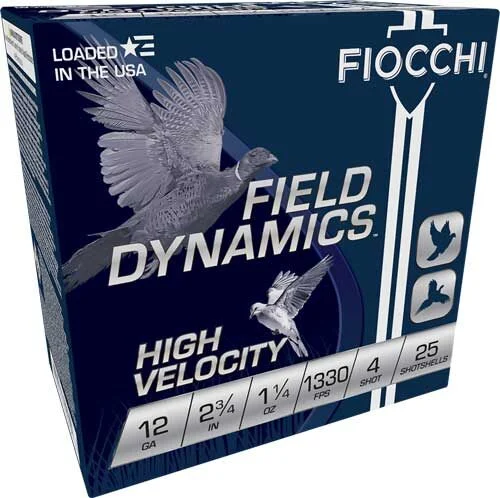 FIOCCHI 12GA 2.75" 1-1/4OZ #4 - 1330FPS 25RD 10BX/CS 1 FIOCCHI 12GA 2.75" 1-1/4OZ #4 - 1330FPS 25RD 10BX/CS
