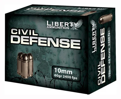 LIBERTY CIVIL DEFENSE 10MM - 60GR HP 20RD 10BX/CS 1 LIBERTY CIVIL DEFENSE 10MM - 60GR HP 20RD 10BX/CS