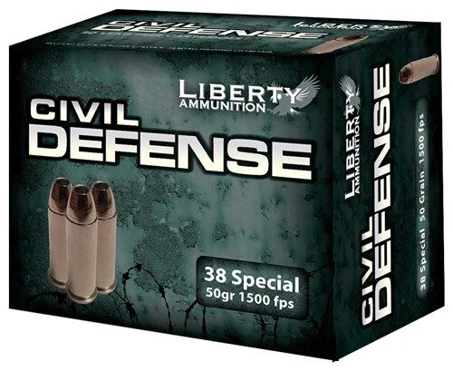 LIBERTY CIVIL DEFENSE 38 - SPECIAL 50GR HP 20RD 10BX/CS 1 LIBERTY CIVIL DEFENSE 38 - SPECIAL 50GR HP 20RD 10BX/CS