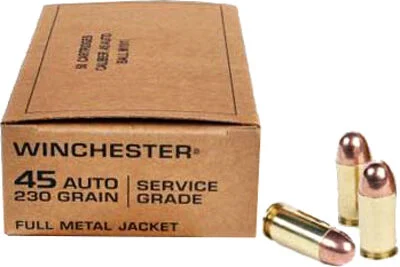 WINCHESTER SERVICE GRADE 45 - ACP 230GR FMJ-RN 50RD 10BX/CS 1 WINCHESTER SERVICE GRADE 45 - ACP 230GR FMJ-RN 50RD 10BX/CS