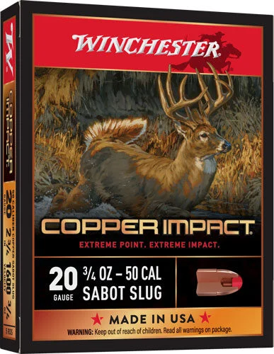 WINCHESTER COPPER IMPACT 20GA - 2.75" 3/4OZ SABOT 5RD 20BX/CS 2 WINCHESTER COPPER IMPACT 20GA - 2.75" 3/4OZ SABOT 5RD 20BX/CS - Image 2