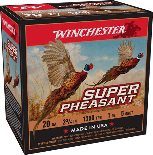 WINCHESTER SUPER PHEASANT 20GA - 1OZ #5 1300FPS 25RD 10BX/CS 1 WINCHESTER SUPER PHEASANT 20GA - 1OZ #5 1300FPS 25RD 10BX/CS