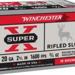 WINCHESTER SUPER-X 20GA 2.75" - 3/4OZ RIFLES SLUG 15RD 10BX/CS 2 AX20RSM5VP