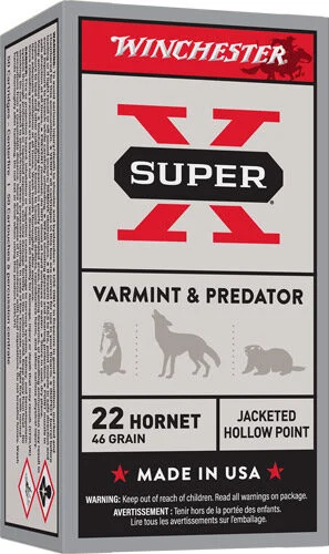 WINCHESTER SUPER-X 22 HORNET - 46GR JHP 50RD 10BX/CS 1 WINCHESTER SUPER-X 22 HORNET - 46GR JHP 50RD 10BX/CS
