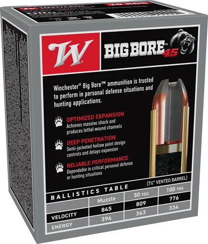 WINCHESTER BIG BORE 45 LC - 250GR JHP 20RD 10BX/CS 1 WINCHESTER BIG BORE 45 LC - 250GR JHP 20RD 10BX/CS