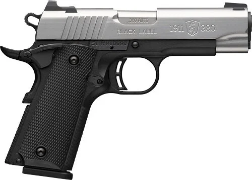 BROWNING 1911-380 STAINLESS - 380ACP 3.58"COMP 8RD BLK/SS 1 BROWNING 1911-380 STAINLESS - 380ACP 3.58"COMP 8RD BLK/SS
