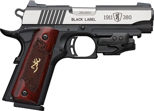 BROWNING 1911-380 BLACK LABEL - MEDALLION W/ LASER 4.25" WOOD 1 BROWNING 1911-380 BLACK LABEL - MEDALLION W/ LASER 4.25" WOOD
