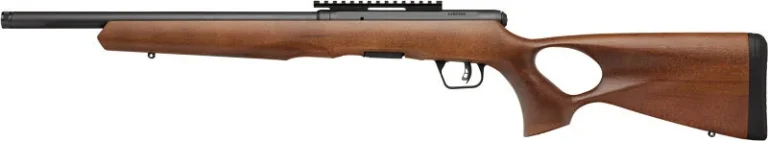 SAVAGE B17 TIMBER THUMBHOLE - 17HMR 18" 10RD BLUED/WOOD