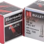 HORNADY BULLETS 22 CAL .224 - 55GR FMJ-BT 100CT 40BX/CS 2 HDY2267 1