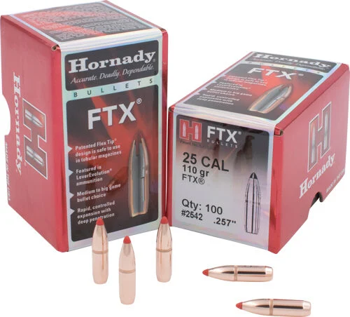 HORNADY BULLETS 25 CAL .257 - 110GR FTX 100CT 30BX/CS 1 HORNADY BULLETS 25 CAL .257 - 110GR FTX 100CT 30BX/CS