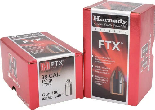 HORNADY BULLETS 38 CAL 357 - 140GR FTX 100RD 15BX/CS 1 HORNADY BULLETS 38 CAL 357 - 140GR FTX 100RD 15BX/CS
