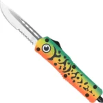 COBRATEC MEDIUM FS3 OTF GREEN - LURE 3" DROP POINT SERRATED SS 2 MFLGNFS3DS