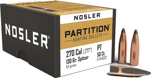 NOSLER BULLETS 270 CAL .277 - 130GR PARTITION 50CT 1 NOSLER BULLETS 270 CAL .277 - 130GR PARTITION 50CT