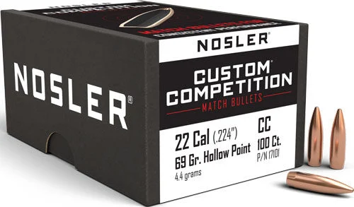 NOSLER BULLETS 22 CAL .224 - 69GR HP-BT CUSTOM COMP. 100CT 1 NOSLER BULLETS 22 CAL .224 - 69GR HP-BT CUSTOM COMP. 100CT