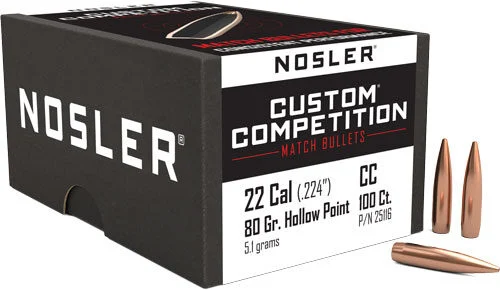 NOSLER BULLETS 22 CAL .224 - 80GR HP-BT CUSTOM COMP. 100CT 1 NOSLER BULLETS 22 CAL .224 - 80GR HP-BT CUSTOM COMP. 100CT