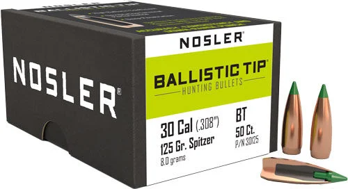 NOSLER BULLETS 30 CAL .308 - 125GR BALLISTIC TIP 50CT 1 NOSLER BULLETS 30 CAL .308 - 125GR BALLISTIC TIP 50CT