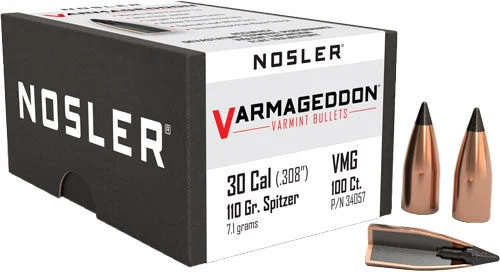 NOSLER BULLETS 30 CAL .308 - 110GR VARMAGEDDON TIPPED 100CT 1 NOSLER BULLETS 30 CAL .308 - 110GR VARMAGEDDON TIPPED 100CT