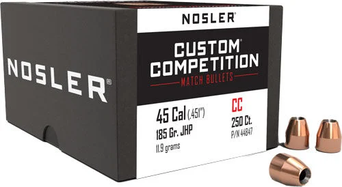 NOSLER BULLETS 45 CAL .451 - 185GR JHP CUSTOM COMP. 250CT 1 NOSLER BULLETS 45 CAL .451 - 185GR JHP CUSTOM COMP. 250CT