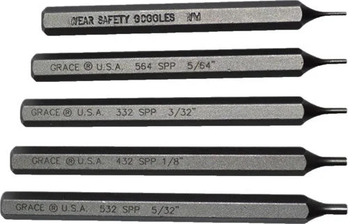 GRACE USA STARTER SHORT PIN - PUNCH SET STEEL 5PC 1 GRACE USA STARTER SHORT PIN - PUNCH SET STEEL 5PC