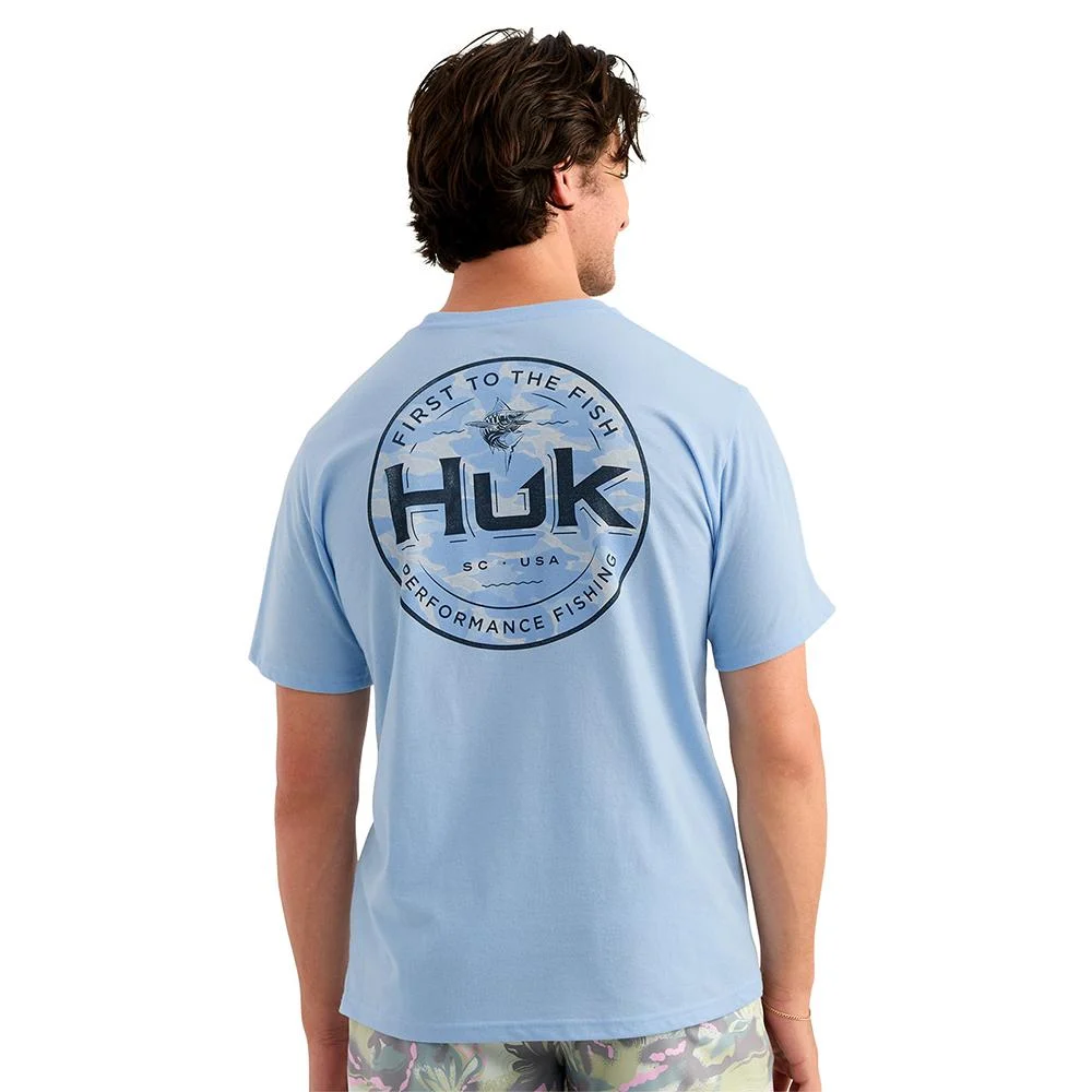 Huk Marlin Circle Short Sleeve Pocket Shirt Cerulean 2XL 1 Huk Marlin Circle Short Sleeve Pocket Shirt Cerulean 2XL