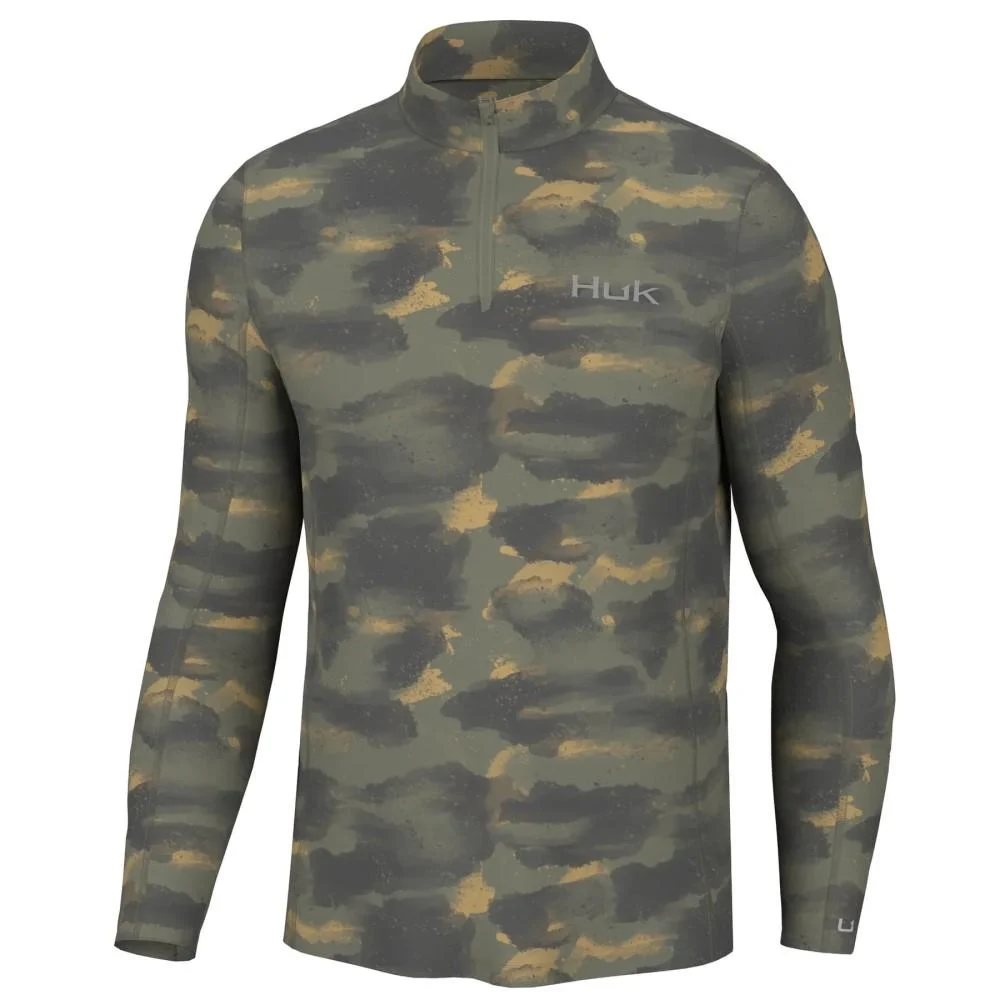 Huk Camden Coldfront 1/4 Zip Long Sleeve Shirt Camden Moss M 1 Huk Camden Coldfront 1/4 Zip Long Sleeve Shirt Camden Moss M