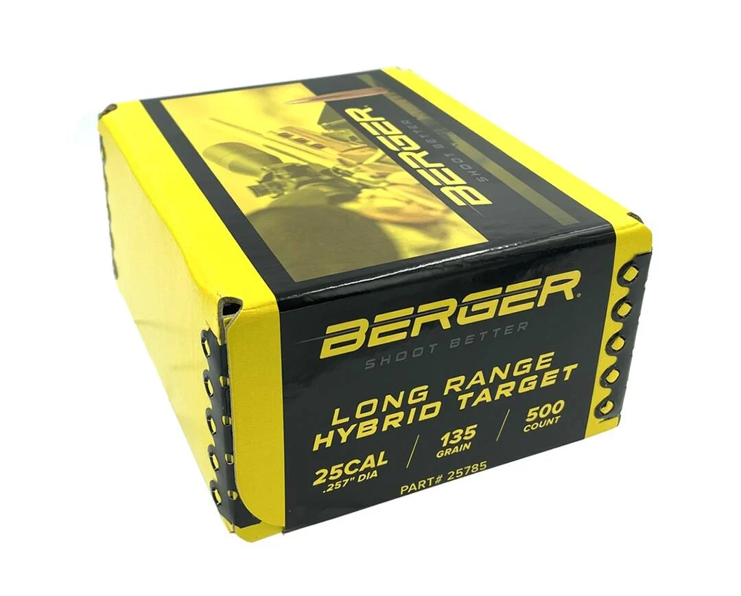 Berger 25 cal 135gr LR Hybrid Target 500rd box 1 Berger 25 cal 135gr LR Hybrid Target 500rd box