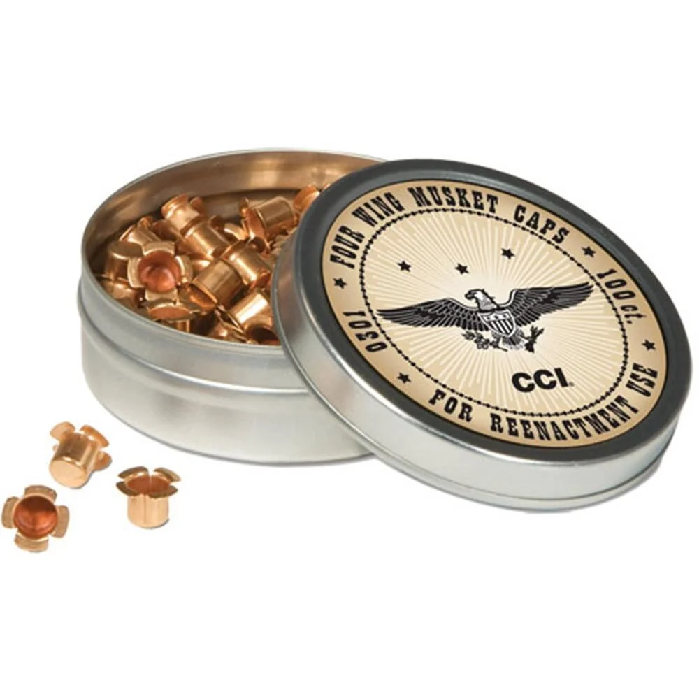 CCI 4-Wing Musket Caps (Designed for Re-enactment) 100/ct 1 CCI 4-Wing Musket Caps (Designed for Re-enactment) 100/ct