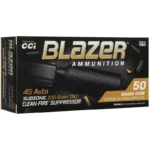 CCI Blazer Brass Clean-Fire Suppressor handgun Ammunition .45 Auto 230gr TMJ 800 fps 50/ct 2 https3A2F2Fmedia.chattanoogashooting.com2Fimages2Fproduct2FCC5230S2FCC5230S1