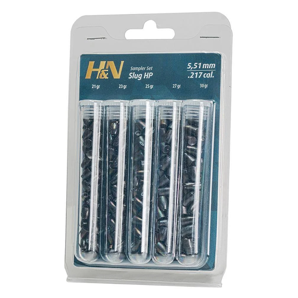 H&N Slug Sampler .22 Cal. 5.51 mm Head 150 Count 1 H&N Slug Sampler .22 Cal. 5.51 mm Head 150 Count