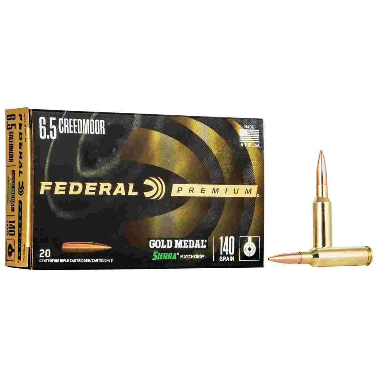Federal Gold Medal Rifle Ammunition 6.5 Creedmoor 140 gr SMK 2675 fps 20/ct 1 Federal Gold Medal Rifle Ammunition 6.5 Creedmoor 140 gr SMK 2675 fps 20/ct
