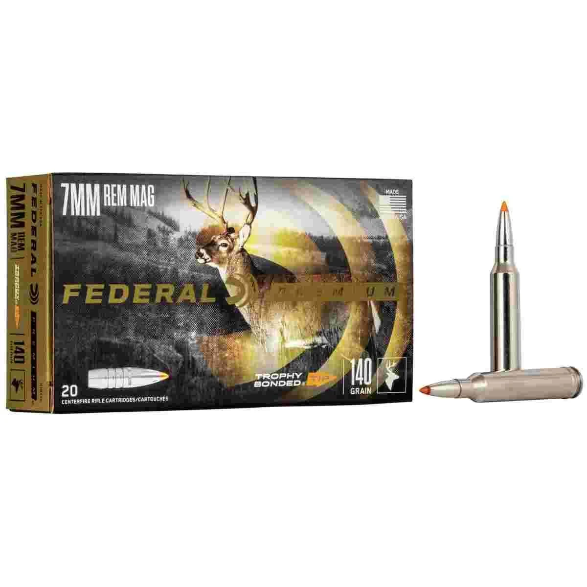 Federal Premium Vital-Shok Rifle Ammunition 7mm Rem Mag 140 gr TBT 3150 fps - 20/ct 1 Federal Premium Vital-Shok Rifle Ammunition 7mm Rem Mag 140 gr TBT 3150 fps - 20/ct