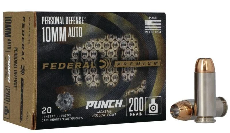 Federal Personal Defense Punch Handgun Ammunition 10mm Auto 200gr JHP 1100 fps 20/ct 1 Federal Personal Defense Punch Handgun Ammunition 10mm Auto 200gr JHP 1100 fps 20/ct