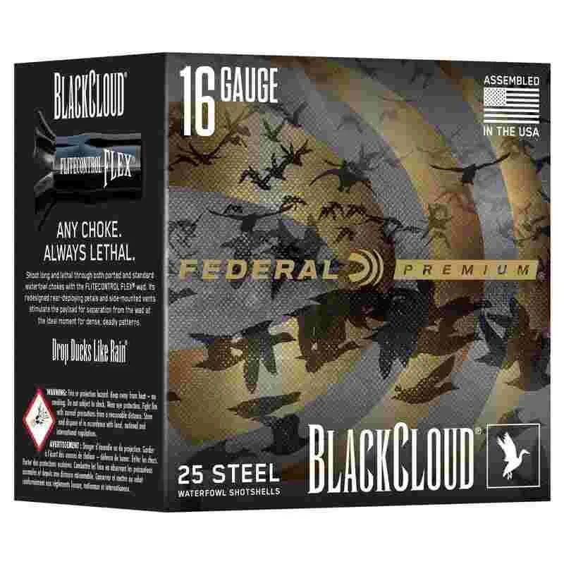 Federal Black Cloud Waterfowl Shotshells 16ga 2-3/4" 7/8oz 1450fps #4 25/ct 1 Federal Black Cloud Waterfowl Shotshells 16ga 2-3/4" 7/8oz 1450fps #4 25/ct