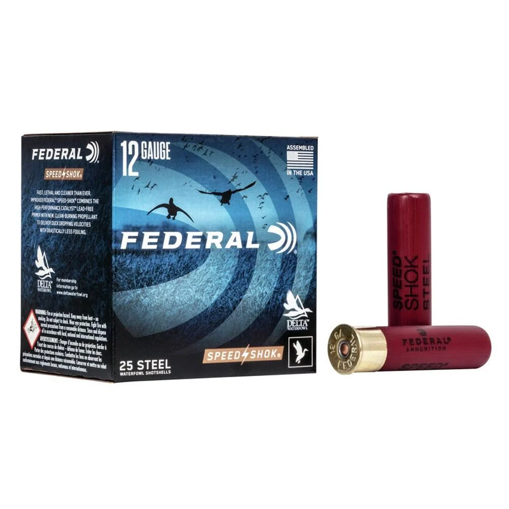 FEDERAL SPEED-SHOK HIGH VELOCITY STEEL 12GA 3-1/2" 1-3/8OZ BBB AMMO 25RD 1 FEDERAL SPEED-SHOK HIGH VELOCITY STEEL 12GA 3-1/2" 1-3/8OZ BBB AMMO 25RD