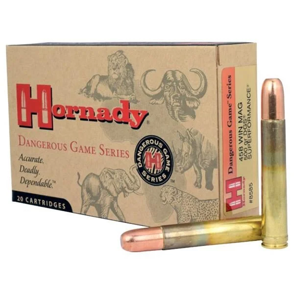 Hornady Dangerous Game Series Rifle Ammunition .458 Win Mag 500 gr DGS 2140 fps - 20/box 1 Hornady Dangerous Game Series Rifle Ammunition .458 Win Mag 500 gr DGS 2140 fps - 20/box