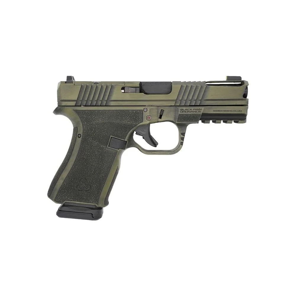 Black Rain Ordnance Frontline+ Handgun 9mm Luger 15rd Magazine 3.75" Barrel Bazooka Green Battleworn 1 Black Rain Ordnance Frontline+ Handgun 9mm Luger 15rd Magazine 3.75" Barrel Bazooka Green Battleworn