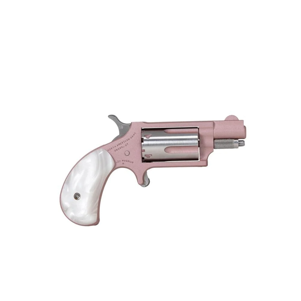 NAA 22M Rose Handgun .22 WMR 5rd Capacity 1.13" Barrel Bird Head Pearl Grip Pink Cerekote 1 NAA 22M Rose Handgun .22 WMR 5rd Capacity 1.13" Barrel Bird Head Pearl Grip Pink Cerekote
