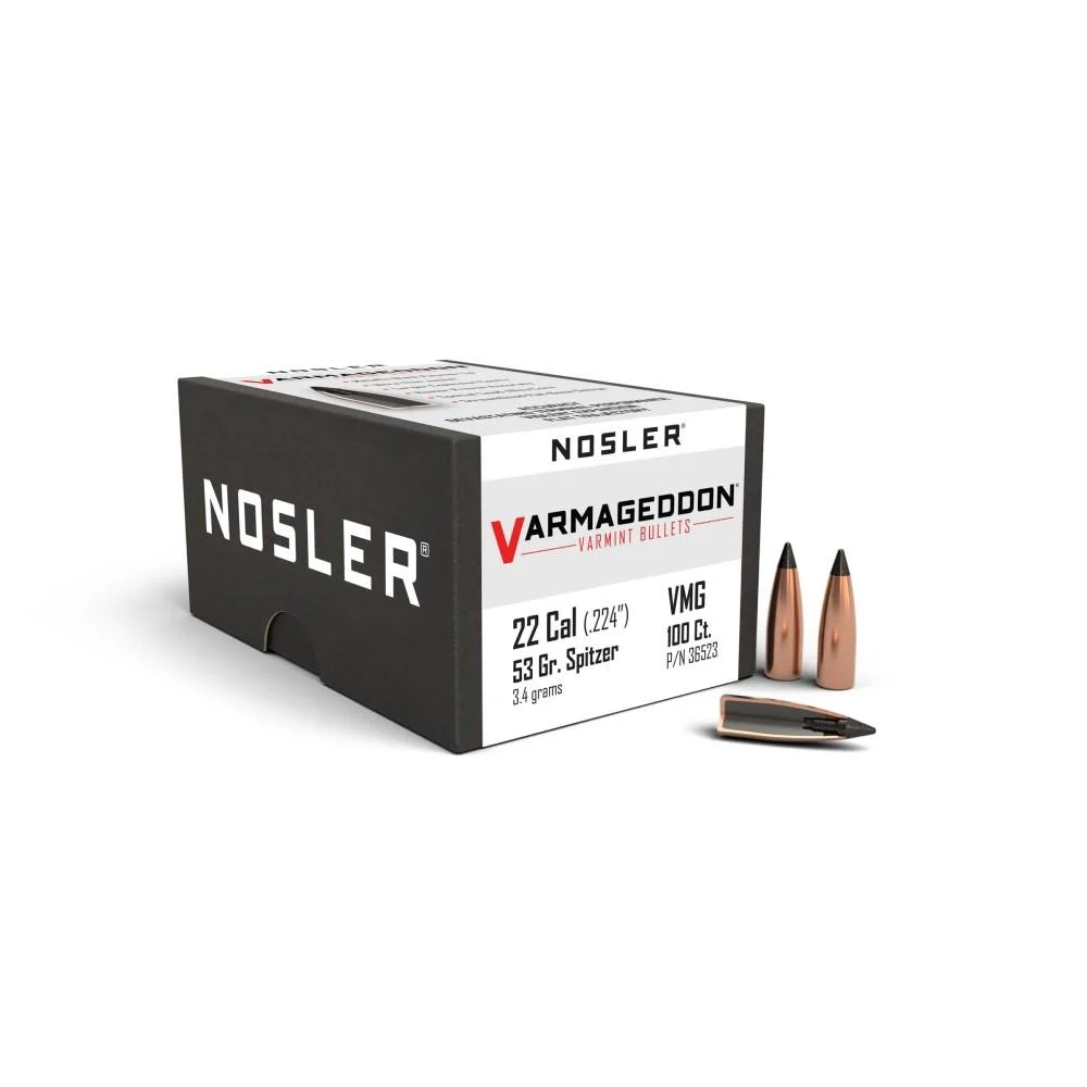 Nosler Varmageddon Rifle Bullets .22 cal .224" 53 gr FB-TIPPED 100/ct 1 Nosler Varmageddon Rifle Bullets .22 cal .224" 53 gr FB-TIPPED 100/ct