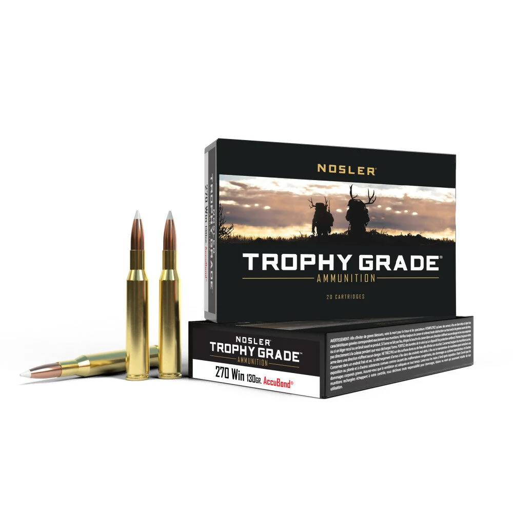 Nosler Accubond Trophy Grade Rifle Ammunition .270 Win 130 gr PT 3075 fps 20/ct 1 Nosler Accubond Trophy Grade Rifle Ammunition .270 Win 130 gr PT 3075 fps 20/ct