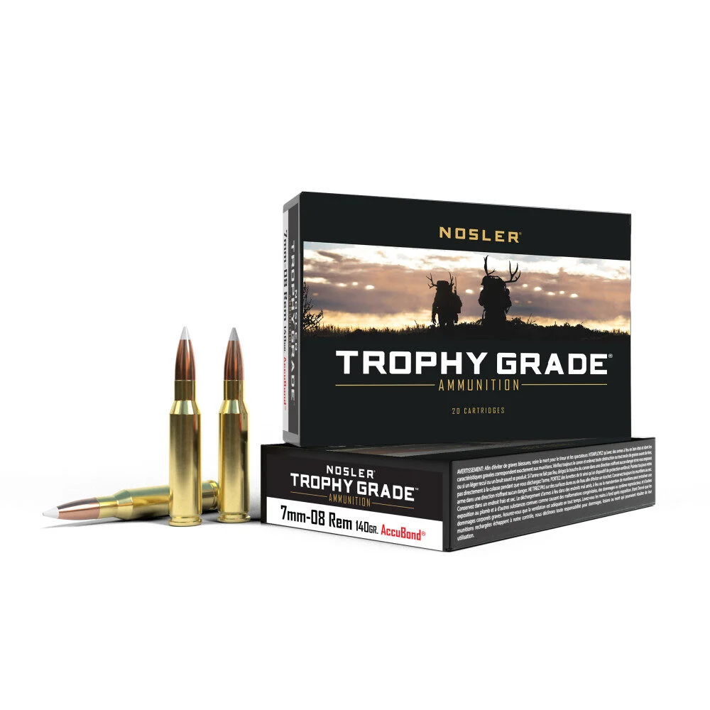 Nosler Accubond Trophy Grade Rifle Ammunition 7mm-08 140 gr PT 2825 fps 20/ct 1 Nosler Accubond Trophy Grade Rifle Ammunition 7mm-08 140 gr PT 2825 fps 20/ct