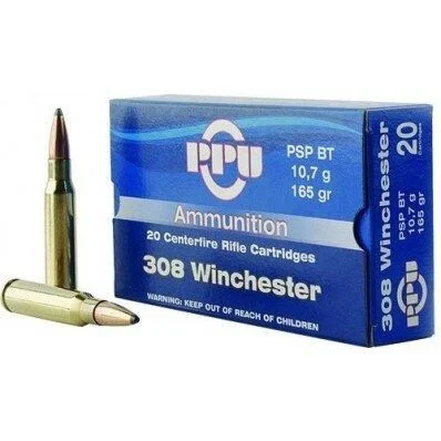 PPU Rifle Ammunition .308 Win 165 gr PSPBT 2675 fps 20/ct 1 PPU Rifle Ammunition .308 Win 165 gr PSPBT 2675 fps 20/ct