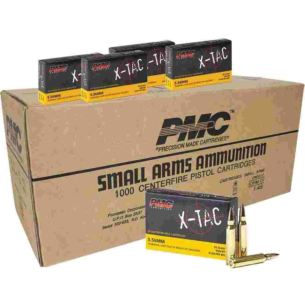 PMC X-Tac Rifle Ammunition 5.56x45mm 55 gr FMJBT 3120 fps 1000/ct 1 PMC X-Tac Rifle Ammunition 5.56x45mm 55 gr FMJBT 3120 fps 1000/ct