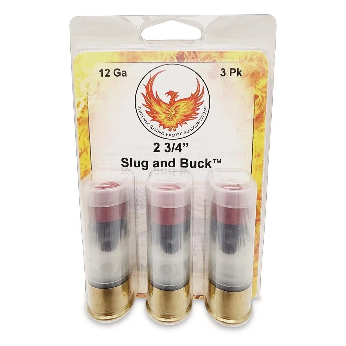 Phoenix Rising Slug & Buck Shotshell 12ga 2-3/4" FSJ 7/8oz Slug & 6-00 Buckshot 1225 fps 3/ct 1 Phoenix Rising Slug & Buck Shotshell 12ga 2-3/4" FSJ 7/8oz Slug & 6-00 Buckshot 1225 fps 3/ct
