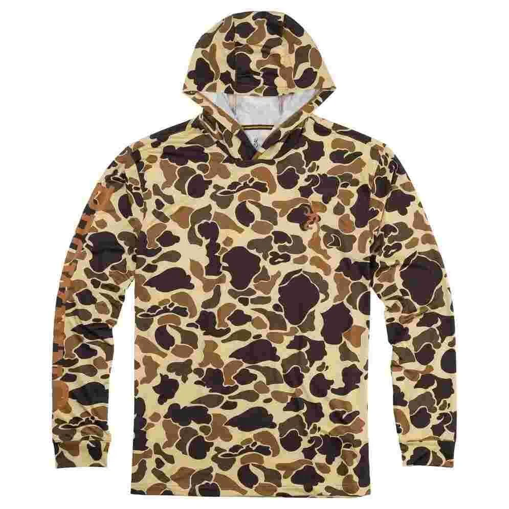 Browning Hooded Long Sleeve Tech Shirt Vintage Tan Camo 2XL 1 Browning Hooded Long Sleeve Tech Shirt Vintage Tan Camo 2XL