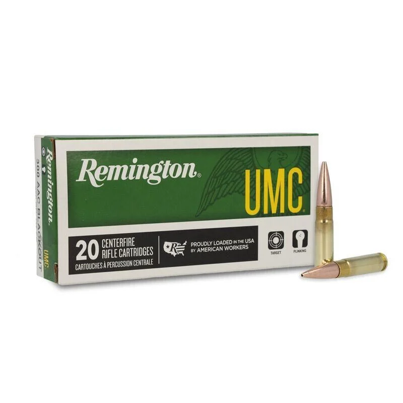 Remington UMC Rifle Ammunition .300 AAC Blackout 150gr FMJ 1905 fps 20/ct 1 Remington UMC Rifle Ammunition .300 AAC Blackout 150gr FMJ 1905 fps 20/ct